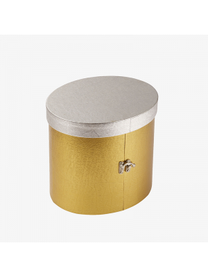 Gold Textured Oval Staircase Box with Metal Lock