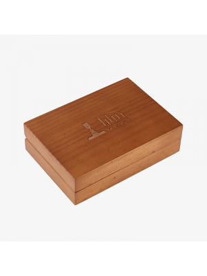 Wooden Hinged Box with Soft Material Insert and Engraved Logo