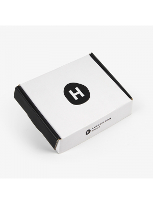 Sleek White Box with Black Logo