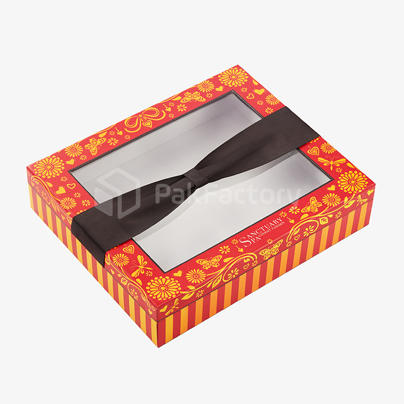 Red Two-Piece Spa Box with Ribbon and Window