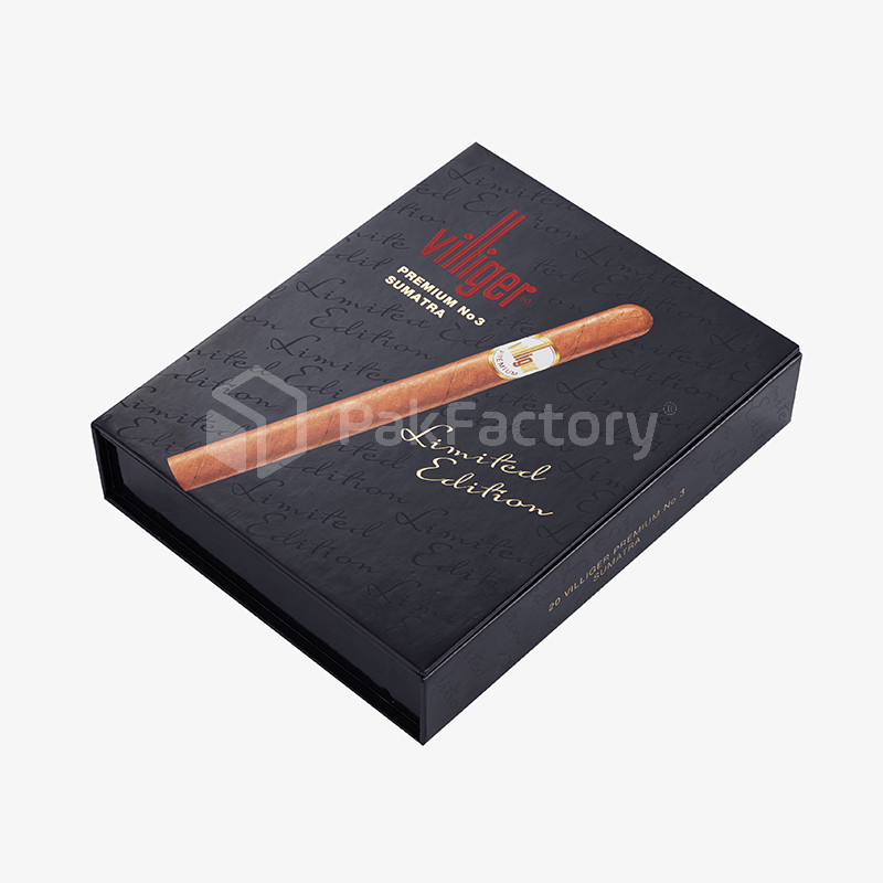 Soft Touch Black Embossed Cigar Box