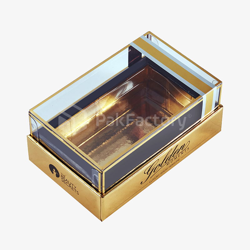 Gold Perfume 2-Piece Box with Plastic Cover