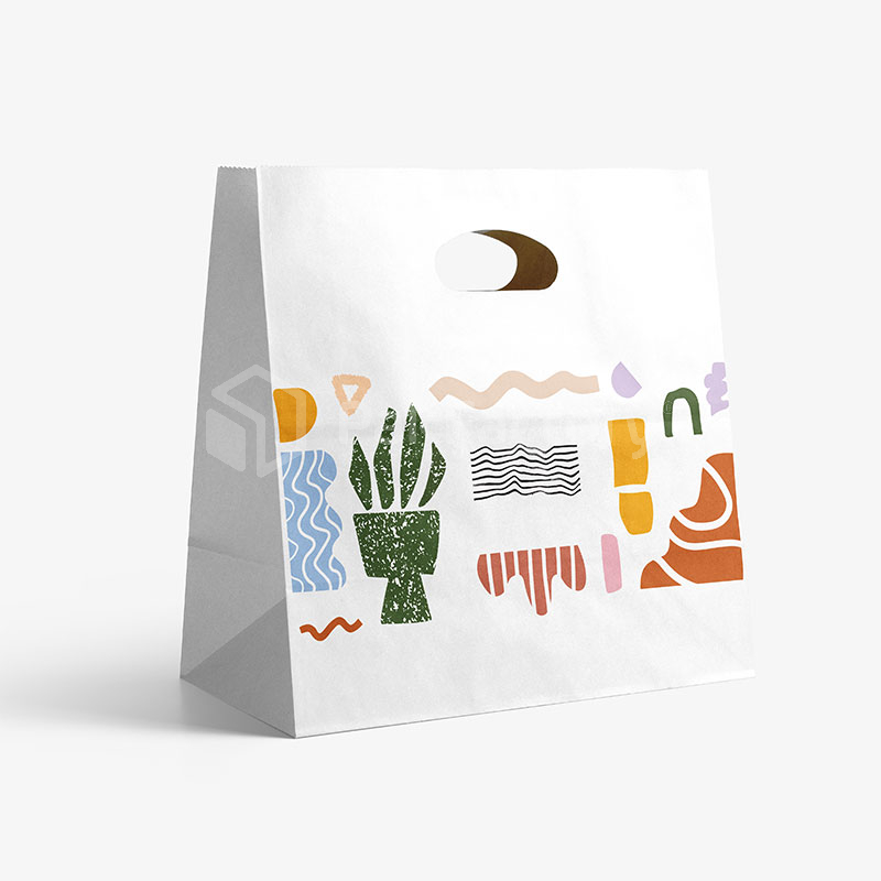 Die Cut Handle Paper Bags are made from 180 GSM heavyweight matte lami