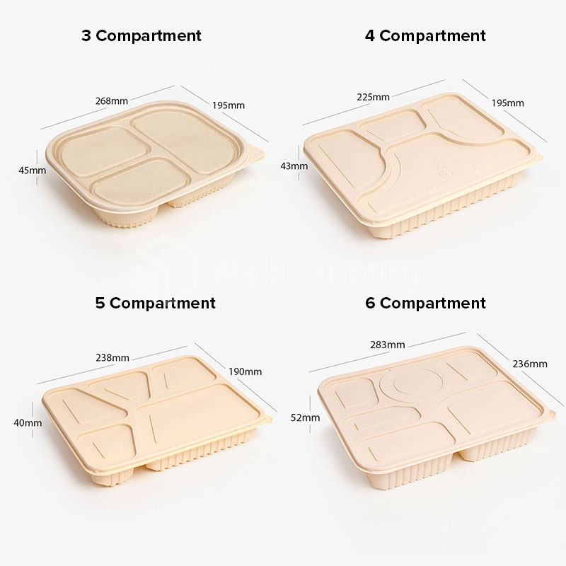Cornstarch Compartment Take-Out Container with Sleeve