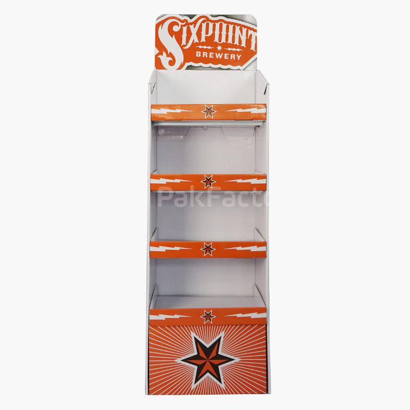 Custom Orange Four-Shelf Display | PakFactory