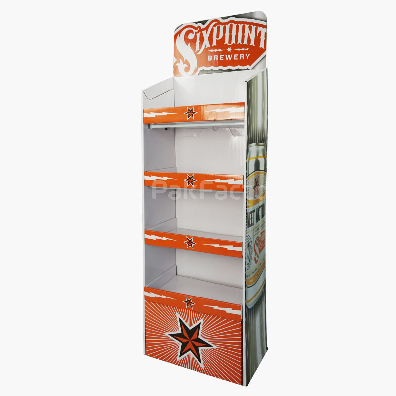 Custom Orange Four-Shelf Display | PakFactory